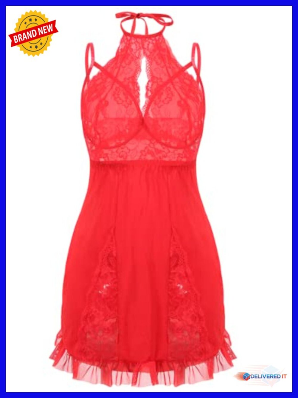 Plus Size Chemise Lace Lingerie Babydoll Sleepwear Mesh V Neck